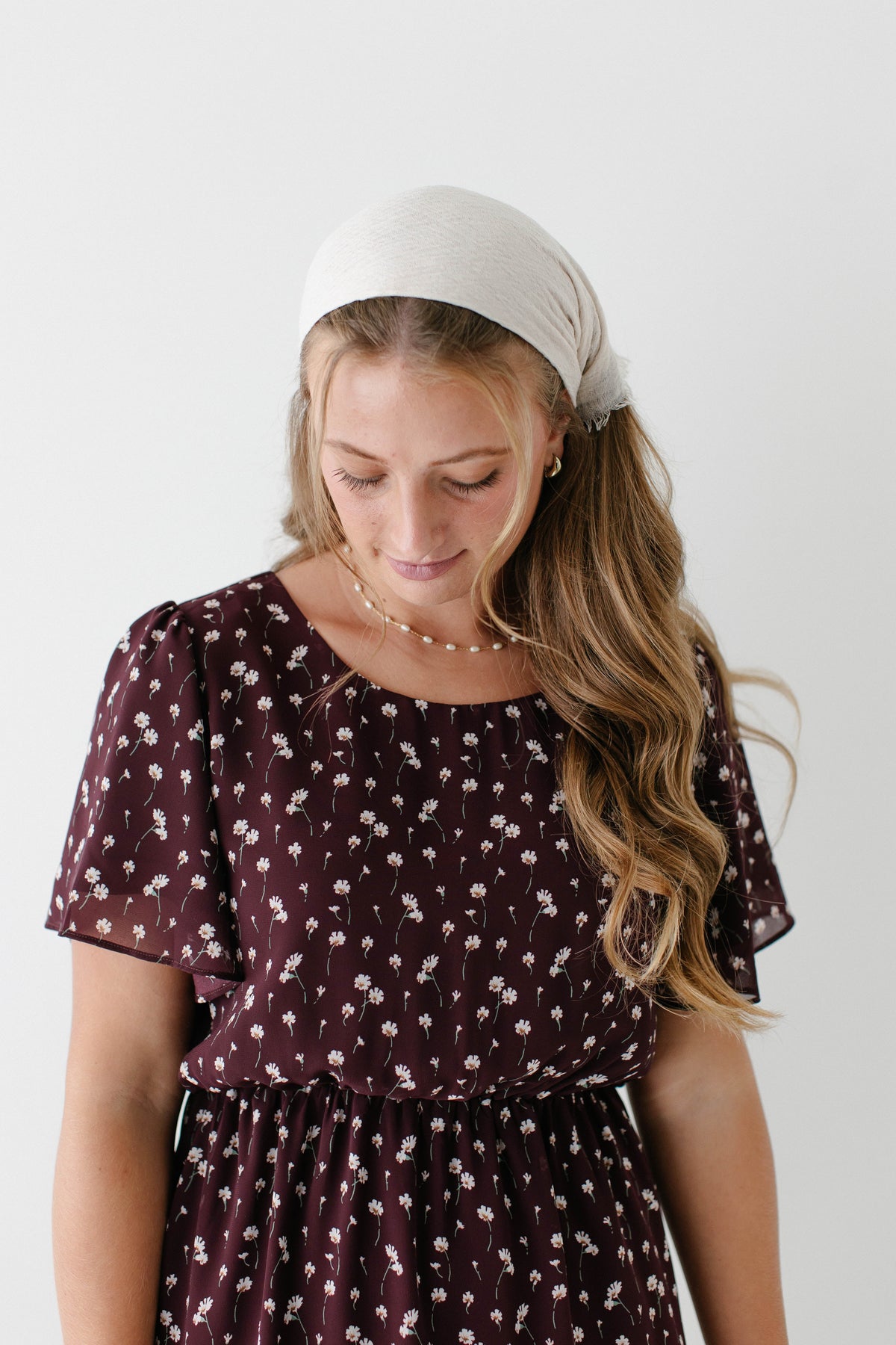 'Naomi' Floral Midi Dress in Wine