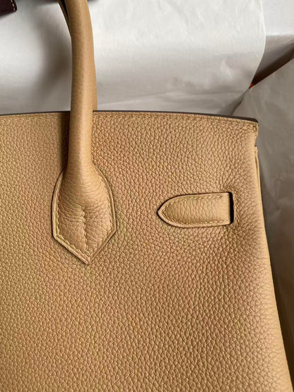 HM BIRKIN 25CM BEIGE TOGO LEATHER SLIVER HARDWARE