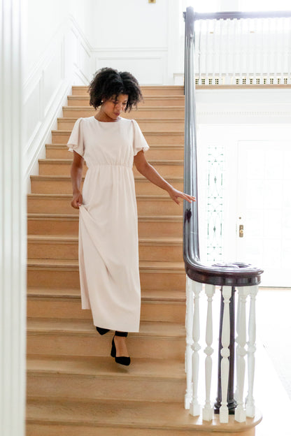 'Naomi' Flutter Sleeve Maxi Dress FINAL SALE