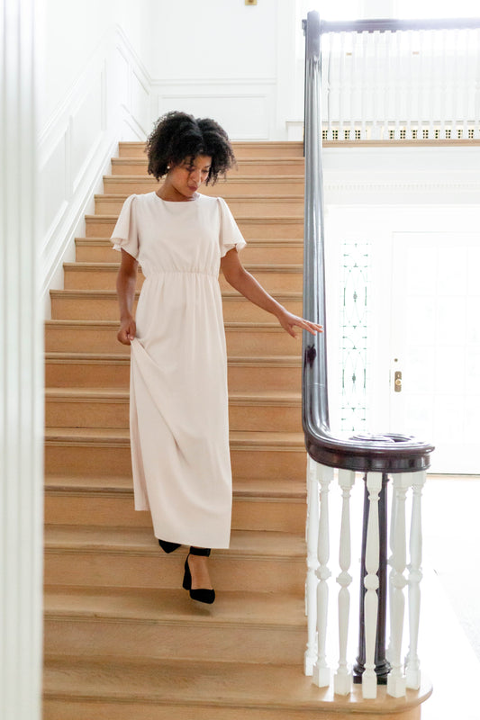 'Naomi' Flutter Sleeve Maxi Dress FINAL SALE