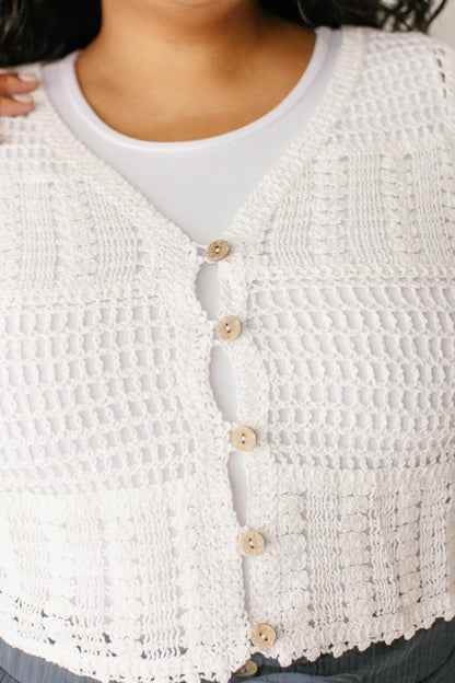 'Andrea' Short Sleeve Crocheted Cardigan FINAL SALE