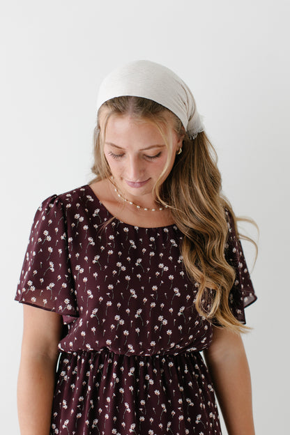 'Naomi' Floral Midi Dress in Wine