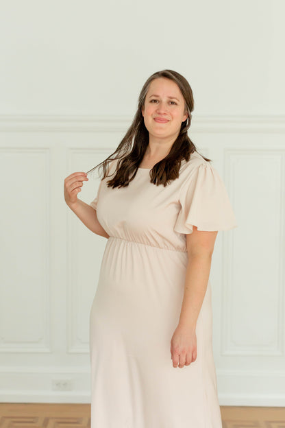 'Naomi' Flutter Sleeve Maxi Dress FINAL SALE