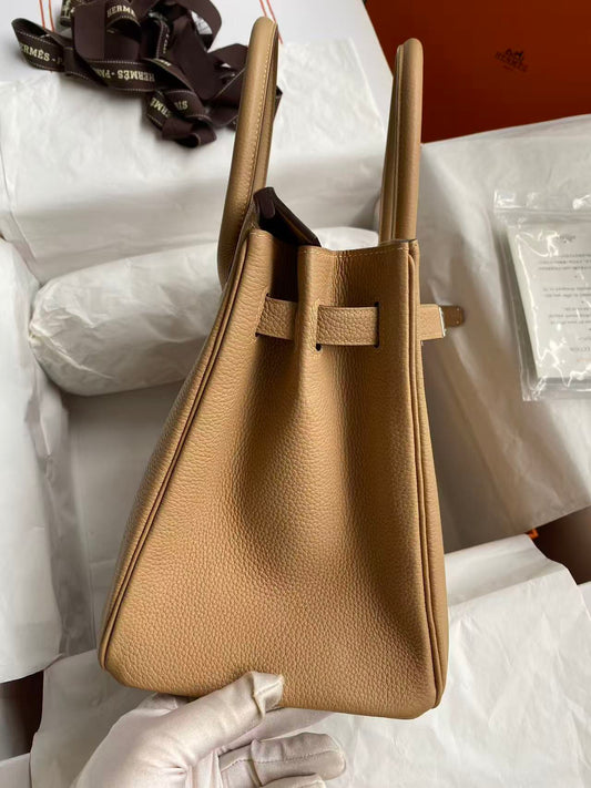 HM BIRKIN 25CM BEIGE TOGO LEATHER SLIVER HARDWARE