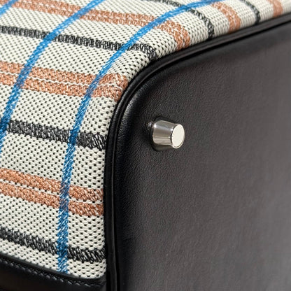 Picotin Lock 18 Black Swift Calfskin Multicolor H Canvas
